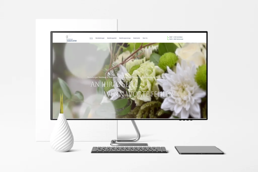 Neugestaltung der website für Bestattungen neubauer-köstner Nordhalben